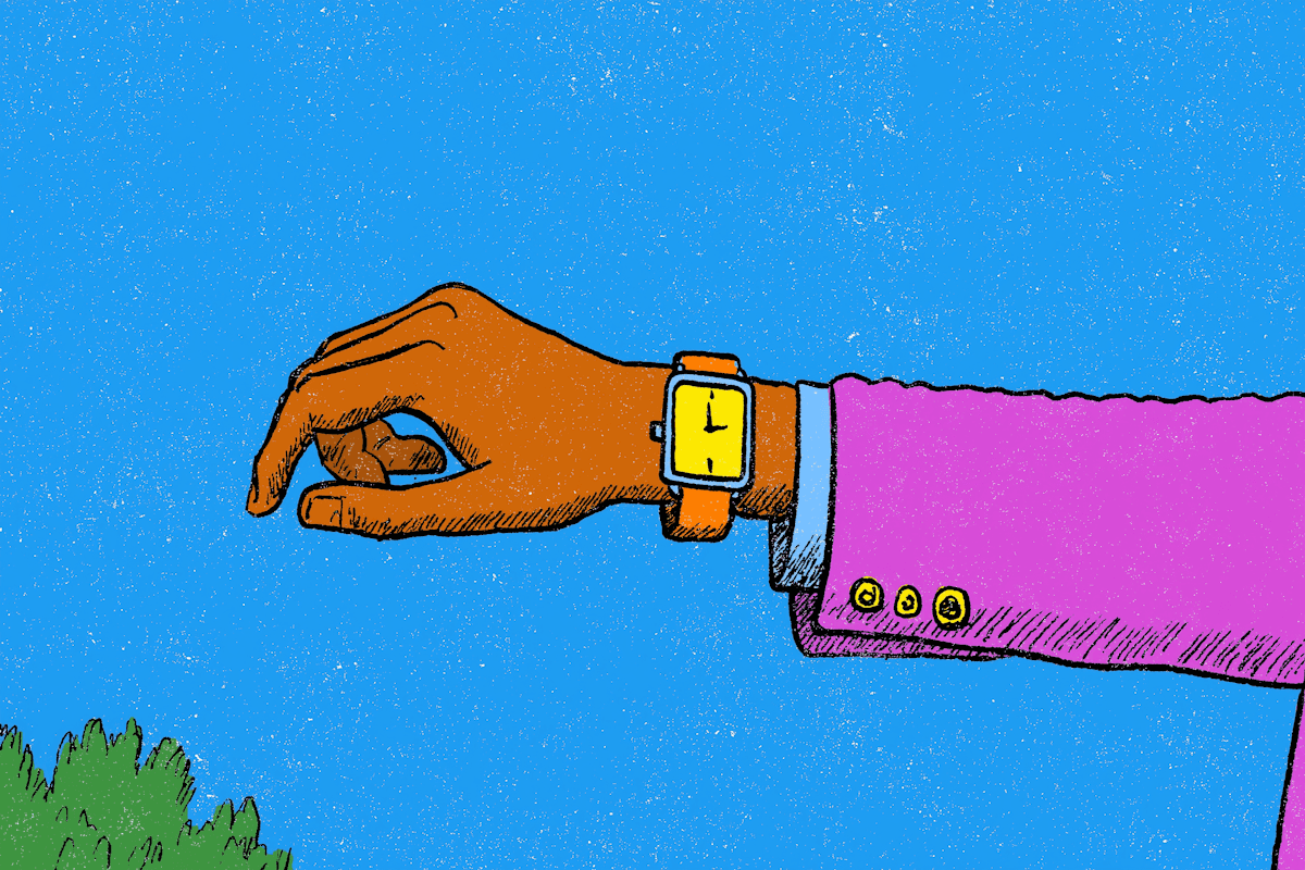 Illustration of a clinician handshake — in-person care